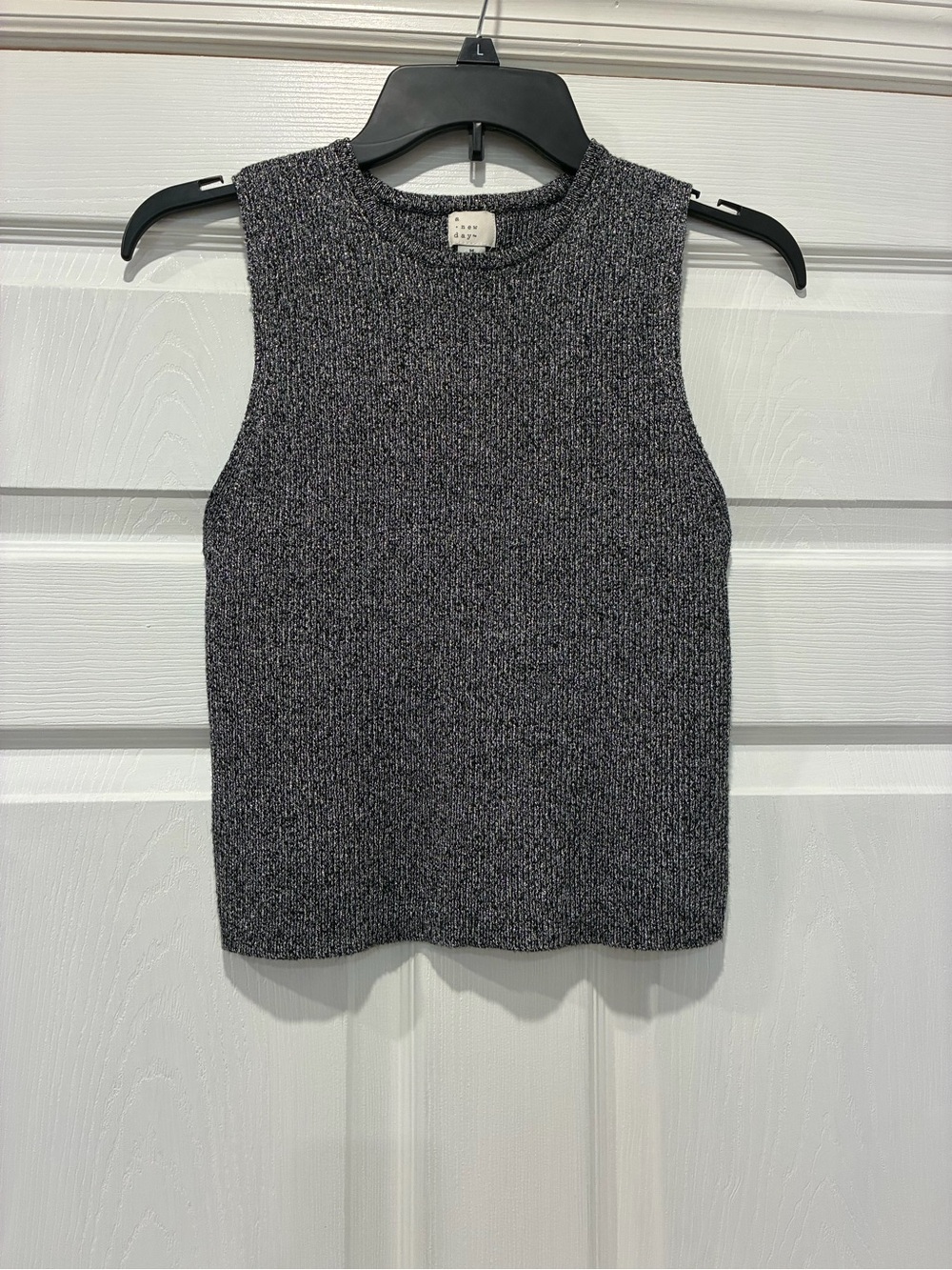 👙a new day Metallic Gray Knitted Sleeveless Tank 👙